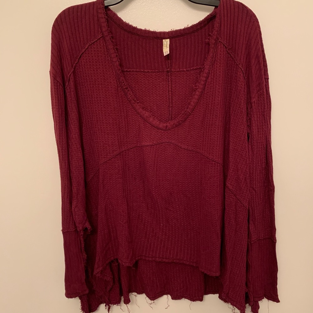 Free People Red Thermal Shirt